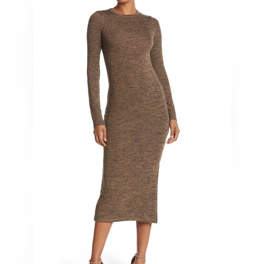French Ccnnection sweater midi dress camel/black mel NWT